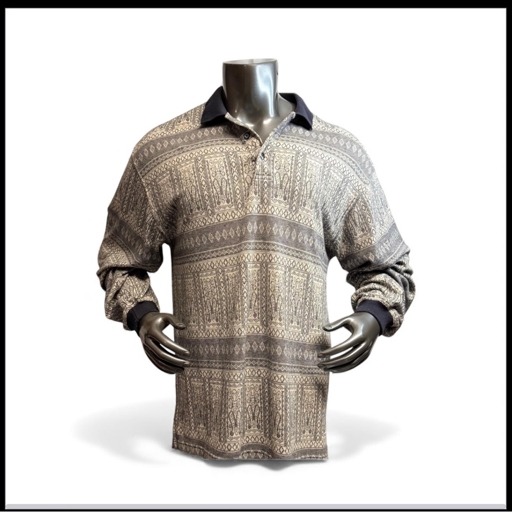 VINTAGE STYLE Men's Geometric Pattern Button Down Shirt